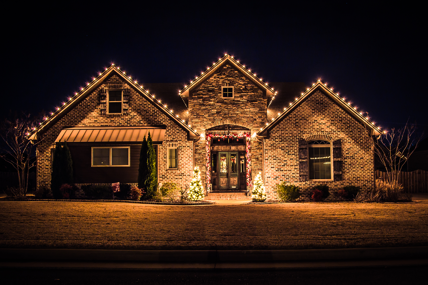 Holiday lights decorating Southwest Washington home